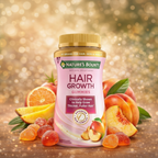 Nature's Bounty Hair Growth Gummies lifestyle con frutas