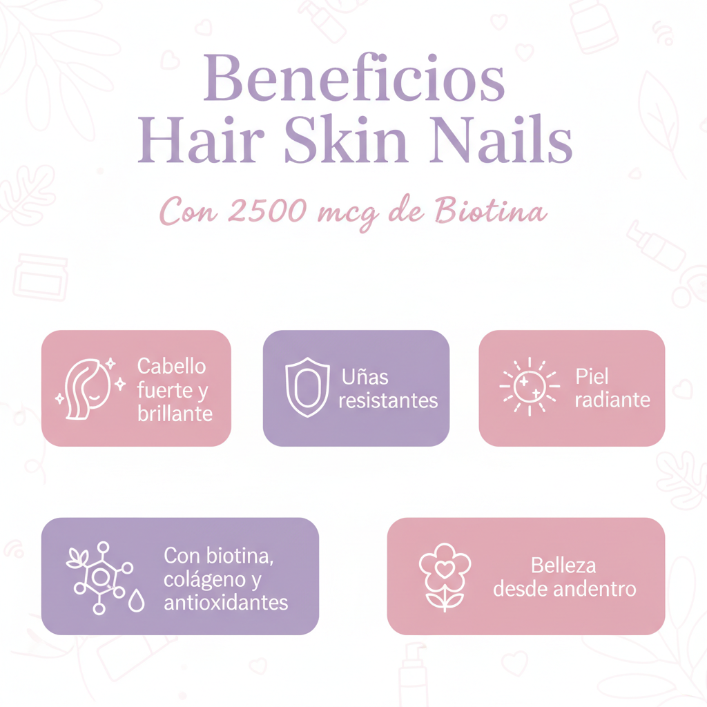 Beneficios Hair Skin Nails 2500 mcg - Infografía