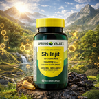 Spring Valley Shilajit Extracto Estandarizado 500mg 60 Cápsulas Vegetarianas - Naturaleza