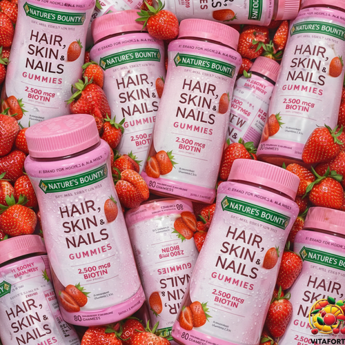 Nature's Bounty Hair Skin Nails con Fresas 1024x1024