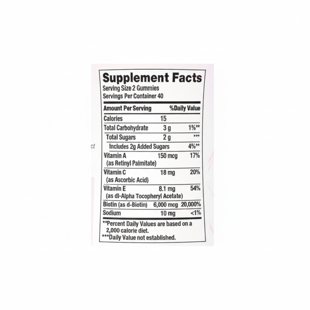 Tabla nutricional - Hair Skin & Nails Advanced