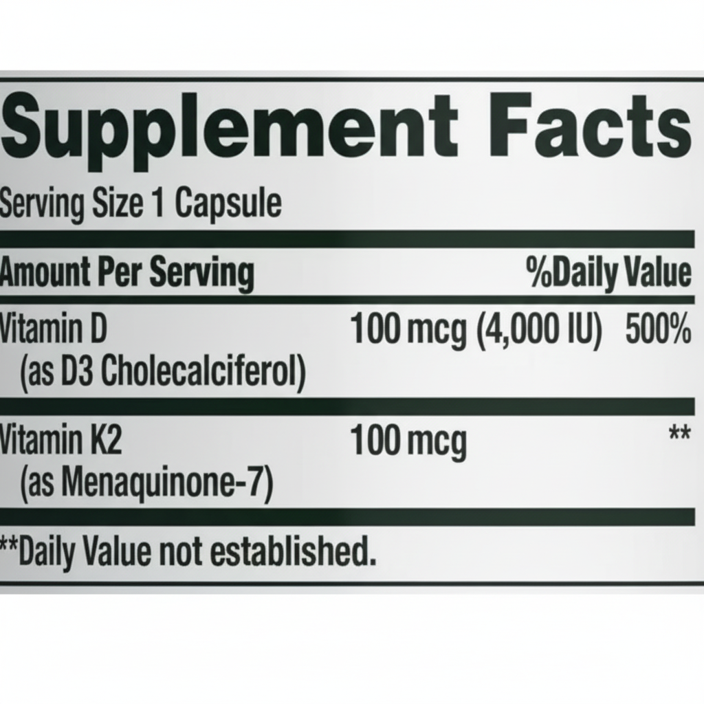 Tabla Nutricional - Nature's Bounty K2 + D3