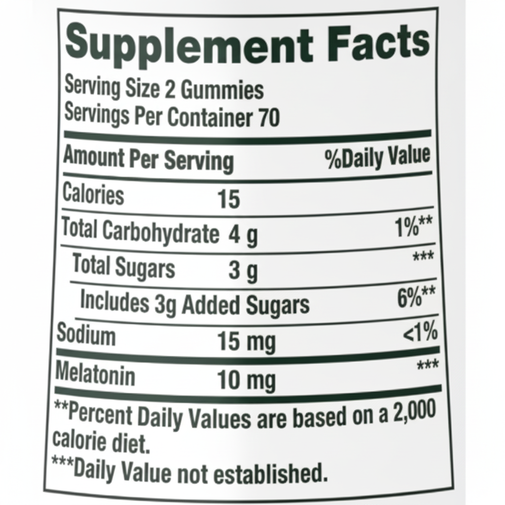 Tabla Nutricional - Nature's Bounty Sleep Gummies